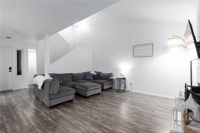 living room featuring dark hardwood / wood-style flooring