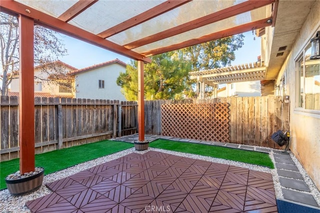 view of patio featuring a pergola