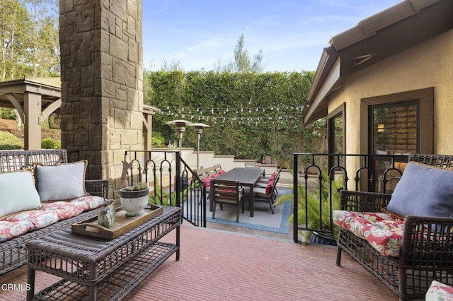 exterior space with an outdoor hangout area