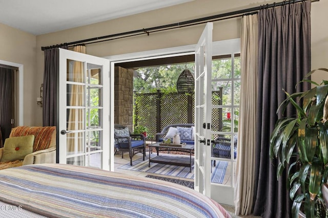 bedroom featuring french doors