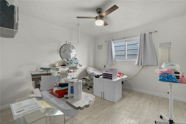 interior space featuring light hardwood / wood-style floors and ceiling fan