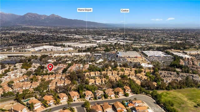 aerial view with a mountain view