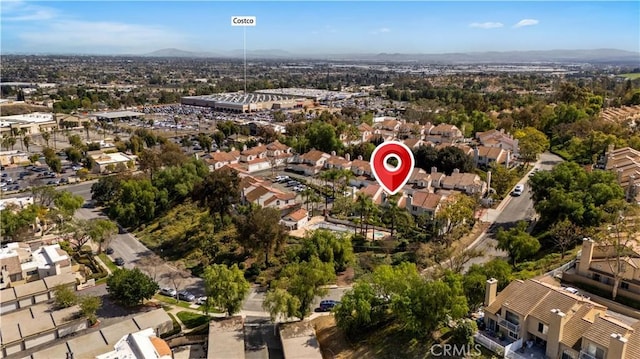 aerial view with a mountain view