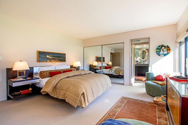 bedroom with carpet floors and a closet