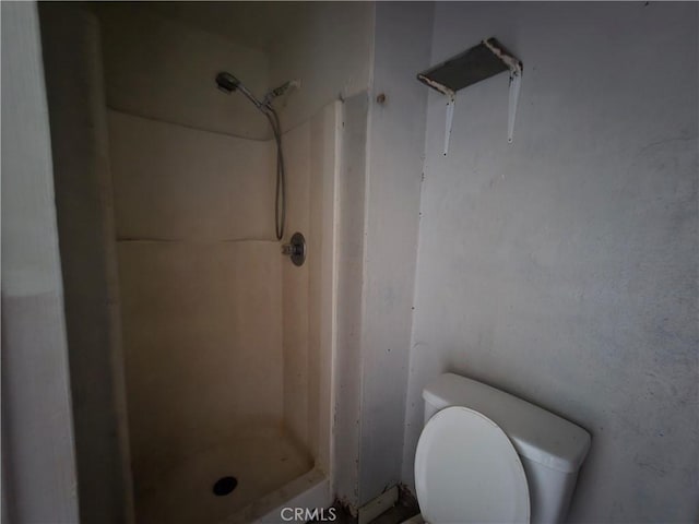 bathroom with toilet and walk in shower