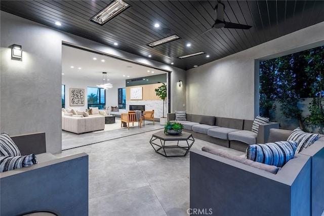 living room with ceiling fan