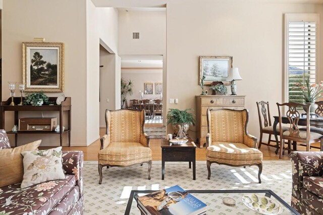 living area featuring light hardwood / wood-style flooring