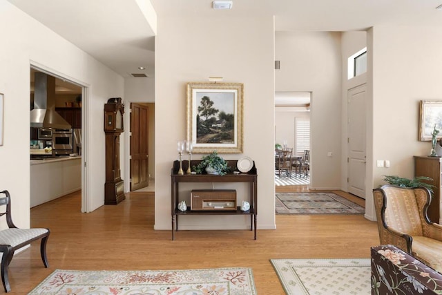 hall featuring light hardwood / wood-style flooring