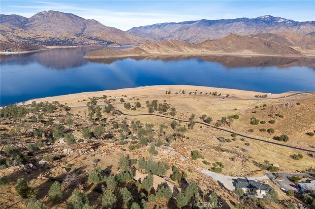 aerial view with a water and mountain view