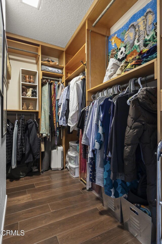 walk in closet featuring wood-type flooring