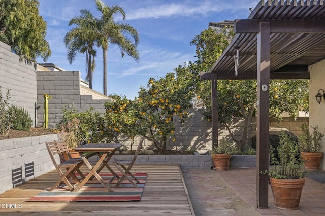 view of patio / terrace featuring a pergola