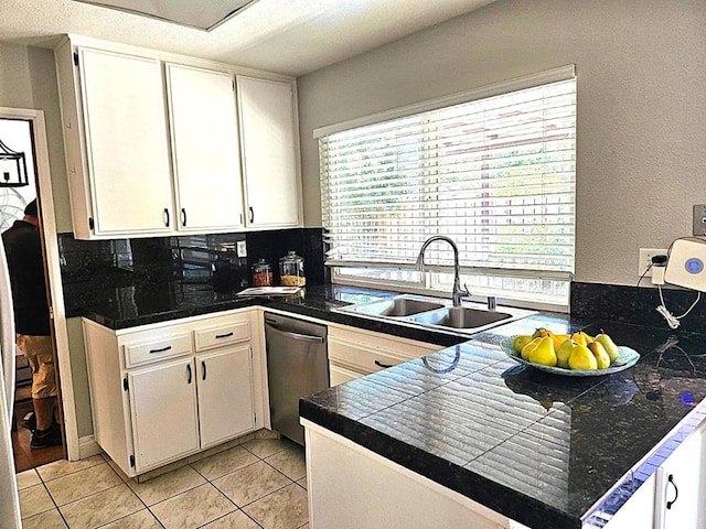 kitchen with sink, white cabinetry, and dishwasher