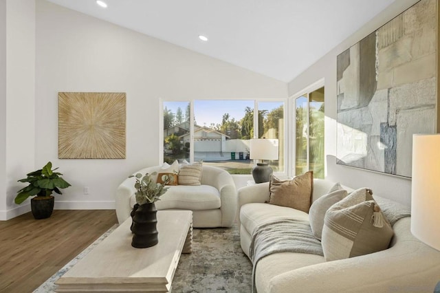 interior space featuring vaulted ceiling