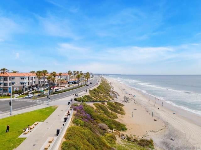 view of water feature with a view of the beach