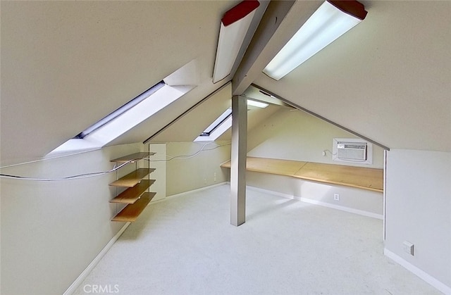 additional living space featuring lofted ceiling and carpet floors