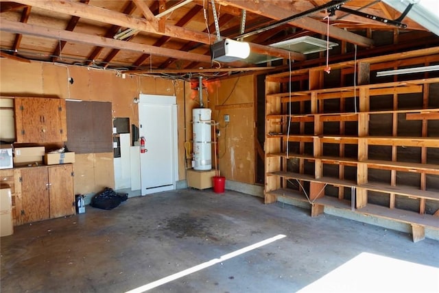 garage with secured water heater