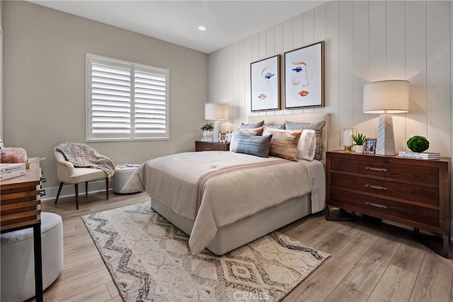 bedroom with light hardwood / wood-style flooring