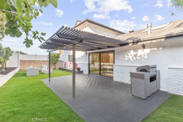 view of patio / terrace featuring a pergola