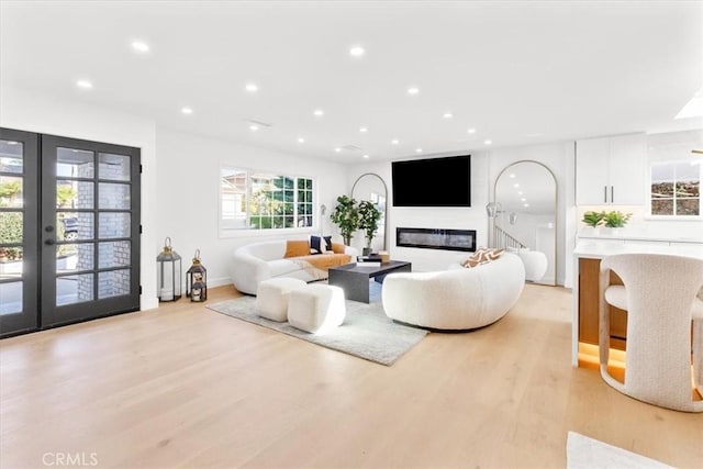 living room featuring light wood-type flooring