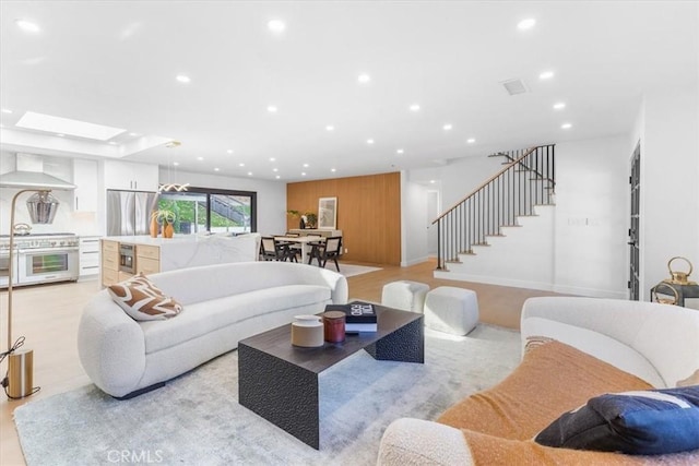 living room featuring light wood-type flooring