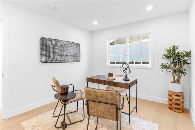 home office featuring light wood-type flooring