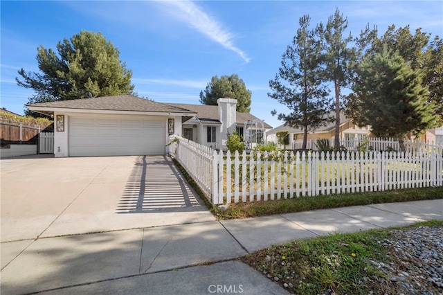 single story home featuring a garage