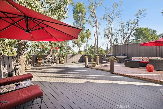 deck with an outdoor living space