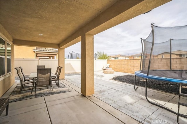 view of patio / terrace featuring a trampoline