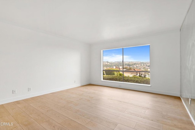 spare room featuring light wood-type flooring