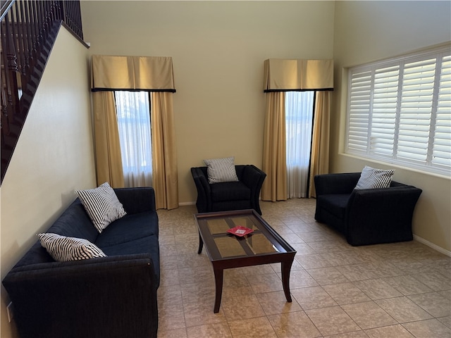 view of tiled living room