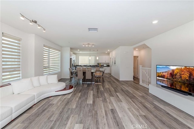 living room featuring light hardwood / wood-style flooring