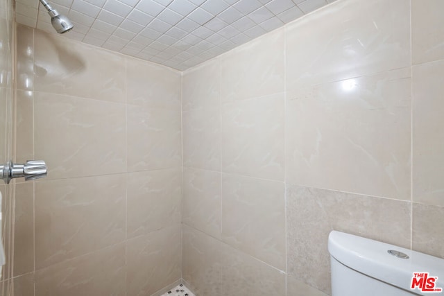 bathroom with toilet and tiled shower