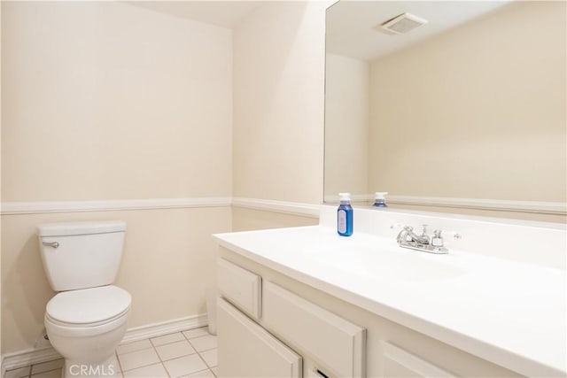 bathroom featuring toilet, tile patterned flooring, and vanity