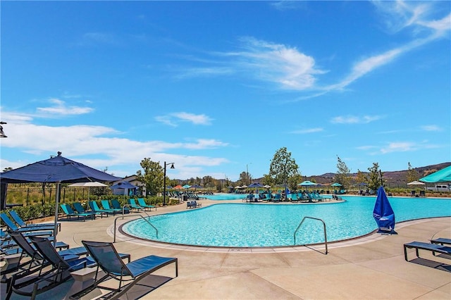 view of pool featuring a patio area