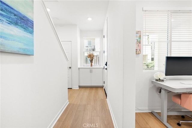 office space featuring light hardwood / wood-style flooring