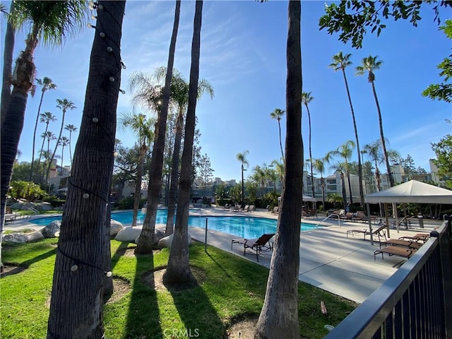 view of pool with a gazebo