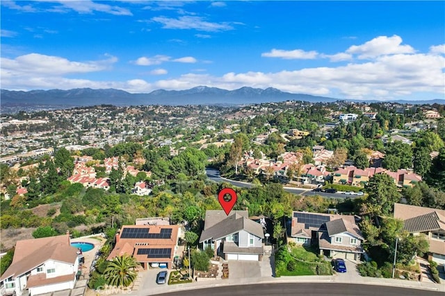 aerial view with a mountain view