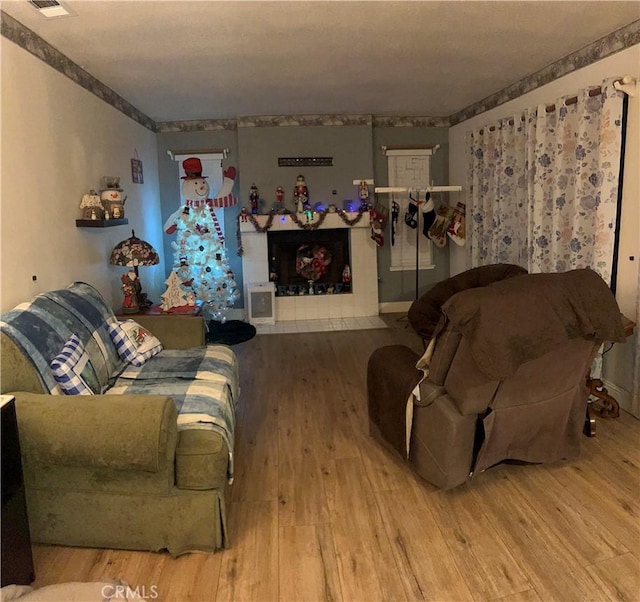 living room featuring hardwood / wood-style flooring