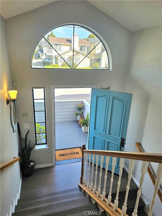 foyer featuring dark hardwood / wood-style floors