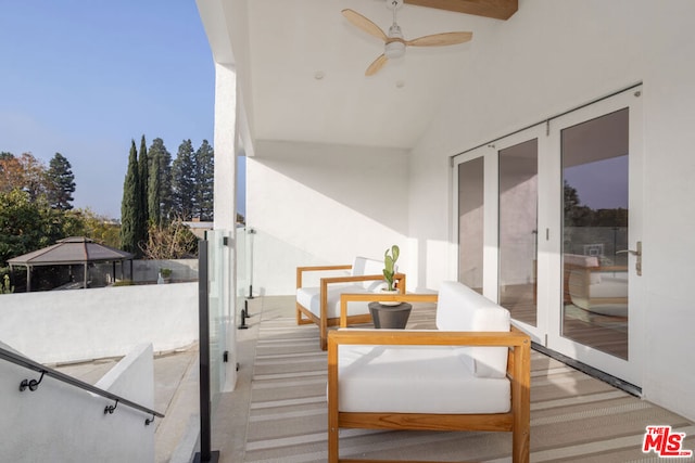 balcony with ceiling fan