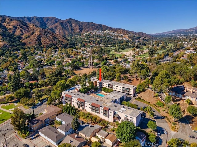 aerial view featuring a mountain view