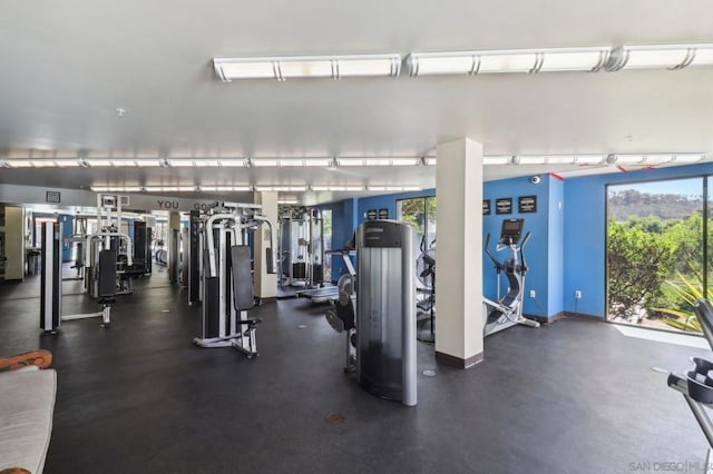 exercise room featuring a healthy amount of sunlight