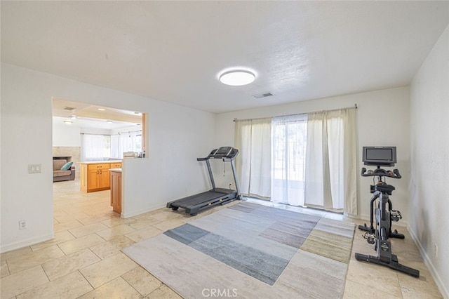 exercise area featuring plenty of natural light