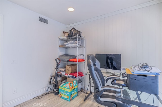 office space with hardwood / wood-style flooring