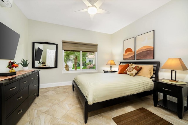 bedroom featuring ceiling fan