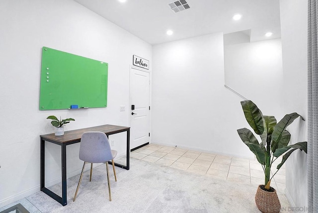 office space featuring light tile patterned floors