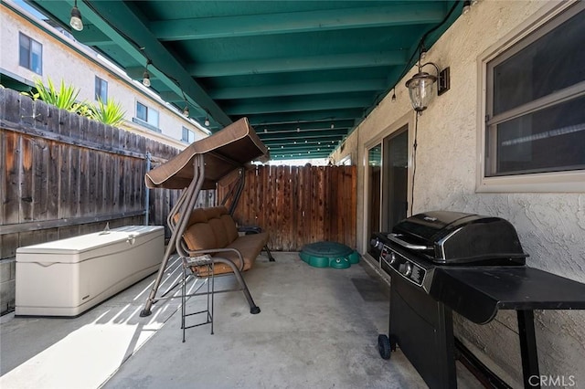 view of patio / terrace featuring a grill