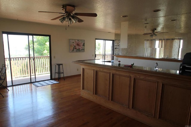 kitchen with hardwood / wood-style floors