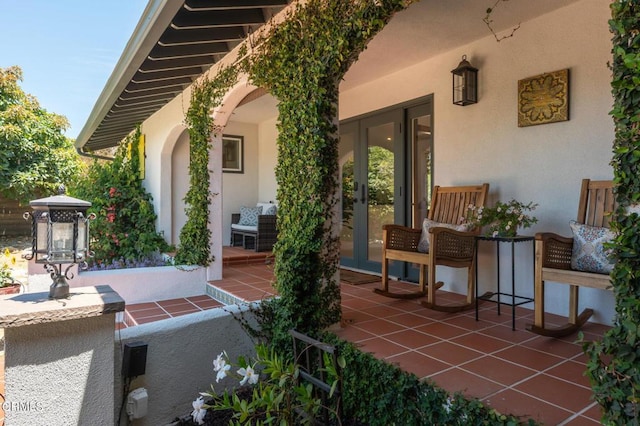 view of patio / terrace featuring french doors