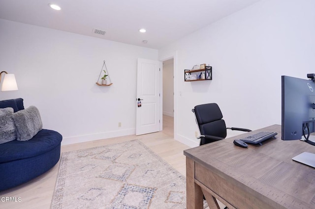 office area featuring hardwood / wood-style flooring